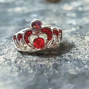 Vibrant Red Crystal Crown Ring